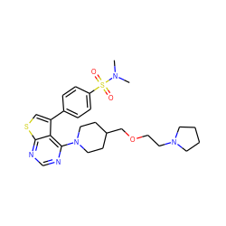 CN(C)S(=O)(=O)c1ccc(-c2csc3ncnc(N4CCC(COCCN5CCCC5)CC4)c23)cc1 ZINC000146424526