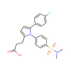 CN(C)S(=O)(=O)c1ccc(-n2c(CCC(=O)O)ccc2-c2ccc(F)cc2)cc1 ZINC000029388794