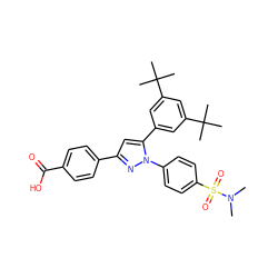 CN(C)S(=O)(=O)c1ccc(-n2nc(-c3ccc(C(=O)O)cc3)cc2-c2cc(C(C)(C)C)cc(C(C)(C)C)c2)cc1 ZINC000220547628