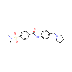 CN(C)S(=O)(=O)c1ccc(C(=O)Nc2ccc(CN3CCCC3)cc2)cc1 ZINC000000778705