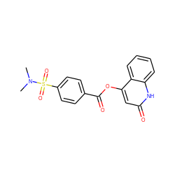 CN(C)S(=O)(=O)c1ccc(C(=O)Oc2cc(=O)[nH]c3ccccc23)cc1 ZINC000008582869