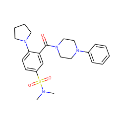 CN(C)S(=O)(=O)c1ccc(N2CCCC2)c(C(=O)N2CCN(c3ccccc3)CC2)c1 ZINC000003349252