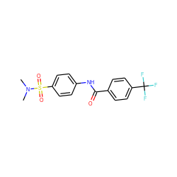 CN(C)S(=O)(=O)c1ccc(NC(=O)c2ccc(C(F)(F)F)cc2)cc1 ZINC000002660448