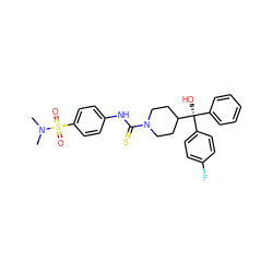 CN(C)S(=O)(=O)c1ccc(NC(=S)N2CCC([C@@](O)(c3ccccc3)c3ccc(F)cc3)CC2)cc1 ZINC000084652616