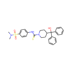 CN(C)S(=O)(=O)c1ccc(NC(=S)N2CCC(C(O)(c3ccccc3)c3ccccc3)CC2)cc1 ZINC000084757153