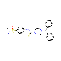 CN(C)S(=O)(=O)c1ccc(NC(=S)N2CCN(C(c3ccccc3)c3ccccc3)CC2)cc1 ZINC000084758244