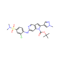 CN(C)S(=O)(=O)c1ccc(Nc2cc3c(cn2)cc(-c2cnn(C)c2)n3C(=O)OC(C)(C)C)c(Cl)c1 ZINC000103250478