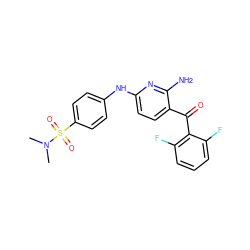 CN(C)S(=O)(=O)c1ccc(Nc2ccc(C(=O)c3c(F)cccc3F)c(N)n2)cc1 ZINC000014945648