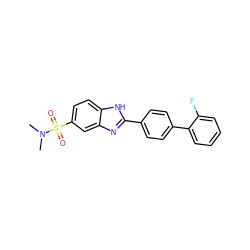 CN(C)S(=O)(=O)c1ccc2[nH]c(-c3ccc(-c4ccccc4F)cc3)nc2c1 ZINC000064526528