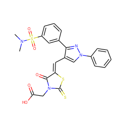 CN(C)S(=O)(=O)c1cccc(-c2nn(-c3ccccc3)cc2/C=C2\SC(=S)N(CC(=O)O)C2=O)c1 ZINC000017527847