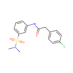 CN(C)S(=O)(=O)c1cccc(NC(=O)Cc2ccc(Cl)cc2)c1 ZINC000006046672