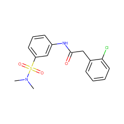 CN(C)S(=O)(=O)c1cccc(NC(=O)Cc2ccccc2Cl)c1 ZINC000008394972