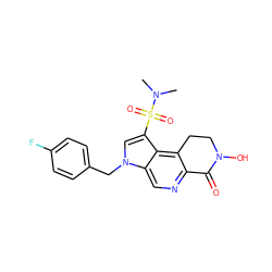 CN(C)S(=O)(=O)c1cn(Cc2ccc(F)cc2)c2cnc3c(c12)CCN(O)C3=O ZINC000071316436