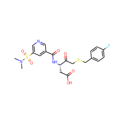 CN(C)S(=O)(=O)c1cncc(C(=O)N[C@@H](CC(=O)O)C(=O)CSCc2ccc(F)cc2)c1 ZINC000013533743