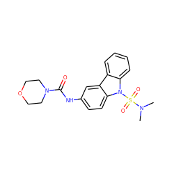 CN(C)S(=O)(=O)n1c2ccccc2c2cc(NC(=O)N3CCOCC3)ccc21 ZINC000027102429