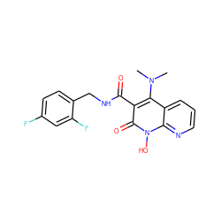 CN(C)c1c(C(=O)NCc2ccc(F)cc2F)c(=O)n(O)c2ncccc12 ZINC000169352003