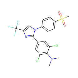 CN(C)c1c(Cl)cc(-c2nc(C(F)(F)F)cn2-c2ccc(S(C)(=O)=O)cc2)cc1Cl ZINC000013762158