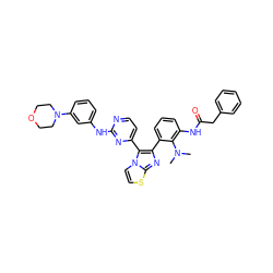 CN(C)c1c(NC(=O)Cc2ccccc2)cccc1-c1nc2sccn2c1-c1ccnc(Nc2cccc(N3CCOCC3)c2)n1 ZINC000063539914