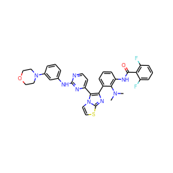 CN(C)c1c(NC(=O)c2c(F)cccc2F)cccc1-c1nc2sccn2c1-c1ccnc(Nc2cccc(N3CCOCC3)c2)n1 ZINC000063539877