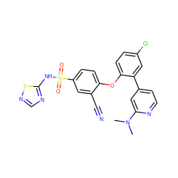 CN(C)c1cc(-c2cc(Cl)ccc2Oc2ccc(S(=O)(=O)Nc3ncns3)cc2C#N)ccn1 ZINC000095582042