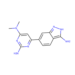 CN(C)c1cc(-c2ccc3c(N)[nH]nc3c2)nc(N)n1 ZINC000071318834