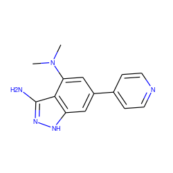 CN(C)c1cc(-c2ccncc2)cc2[nH]nc(N)c12 ZINC000063539948