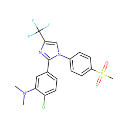 CN(C)c1cc(-c2nc(C(F)(F)F)cn2-c2ccc(S(C)(=O)=O)cc2)ccc1Cl ZINC000013762134