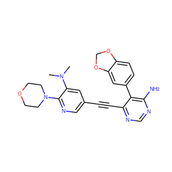 CN(C)c1cc(C#Cc2ncnc(N)c2-c2ccc3c(c2)OCO3)cnc1N1CCOCC1 ZINC000028646602