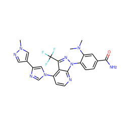 CN(C)c1cc(C(N)=O)ccc1-n1nc(C(F)(F)F)c2c(-n3cnc(-c4cnn(C)c4)c3)ccnc21 ZINC000169703562