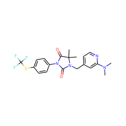 CN(C)c1cc(CN2C(=O)N(c3ccc(SC(F)(F)F)cc3)C(=O)C2(C)C)ccn1 ZINC000071318912