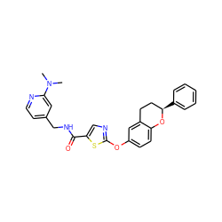 CN(C)c1cc(CNC(=O)c2cnc(Oc3ccc4c(c3)CC[C@@H](c3ccccc3)O4)s2)ccn1 ZINC000169710465