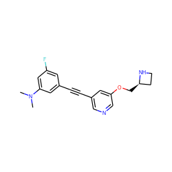 CN(C)c1cc(F)cc(C#Cc2cncc(OC[C@@H]3CCN3)c2)c1 ZINC000103281519