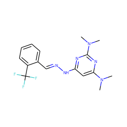 CN(C)c1cc(N/N=C/c2ccccc2C(F)(F)F)nc(N(C)C)n1 ZINC000004510970