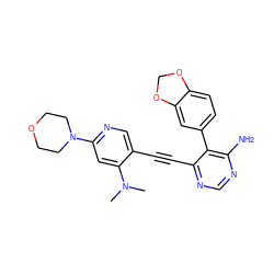 CN(C)c1cc(N2CCOCC2)ncc1C#Cc1ncnc(N)c1-c1ccc2c(c1)OCO2 ZINC000028646604