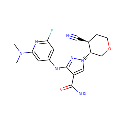 CN(C)c1cc(Nc2nn([C@H]3COCC[C@@H]3C#N)cc2C(N)=O)cc(F)n1 ZINC001772590209