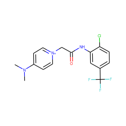 CN(C)c1cc[n+](CC(=O)Nc2cc(C(F)(F)F)ccc2Cl)cc1 ZINC000004454596