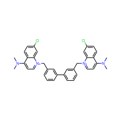 CN(C)c1cc[n+](Cc2cccc(-c3cccc(C[n+]4ccc(N(C)C)c5ccc(Cl)cc54)c3)c2)c2cc(Cl)ccc12 ZINC000028474475