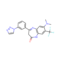 CN(C)c1cc2c(cc1C(F)(F)F)NC(=O)CC(c1cccc(-n3ccnn3)c1)=N2 ZINC000101147658