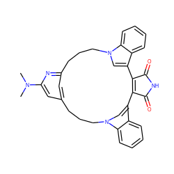 CN(C)c1cc2cc(n1)CCCn1cc(c3ccccc31)C1=C(C(=O)NC1=O)c1cn(c3ccccc13)CCC2 ZINC000028881945