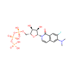 CN(C)c1cc2ccn([C@@H]3O[C@H](CO[P@@](=O)(O)O[P@@](=O)(O)OP(=O)(O)O)[C@@H](O)[C@H]3O)c(=O)c2cc1F ZINC000003988061