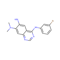 CN(C)c1cc2ncnc(Nc3cccc(Br)c3)c2cc1N ZINC000003815292