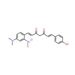 CN(C)c1ccc(/C=C/C(=O)CC(=O)/C=C/c2ccc(O)cc2)c([N+](=O)[O-])c1 ZINC000116765167