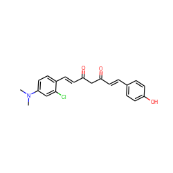 CN(C)c1ccc(/C=C/C(=O)CC(=O)/C=C/c2ccc(O)cc2)c(Cl)c1 ZINC000116762201