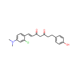 CN(C)c1ccc(/C=C/C(=O)CC(=O)CCc2ccc(O)cc2)c(Cl)c1 ZINC000116757533