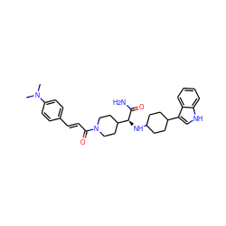 CN(C)c1ccc(/C=C/C(=O)N2CCC([C@H](NC3CCC(c4c[nH]c5ccccc45)CC3)C(N)=O)CC2)cc1 ZINC000073166314