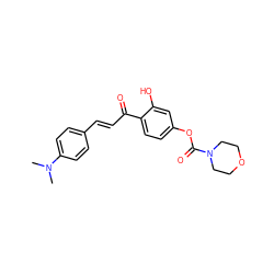 CN(C)c1ccc(/C=C/C(=O)c2ccc(OC(=O)N3CCOCC3)cc2O)cc1 ZINC001772606915