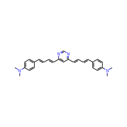 CN(C)c1ccc(/C=C/C=C/c2cc(/C=C/C=C/c3ccc(N(C)C)cc3)ncn2)cc1 ZINC000095571608