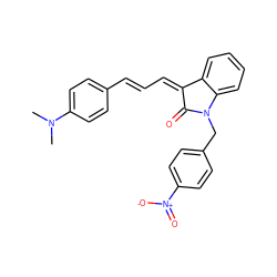 CN(C)c1ccc(/C=C/C=C2\C(=O)N(Cc3ccc([N+](=O)[O-])cc3)c3ccccc32)cc1 ZINC000474609291