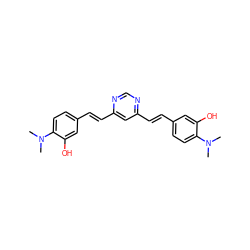 CN(C)c1ccc(/C=C/c2cc(/C=C/c3ccc(N(C)C)c(O)c3)ncn2)cc1O ZINC000084689462