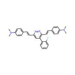 CN(C)c1ccc(/C=C/c2cc(-c3ccccc3F)c(/C=C/c3ccc(N(C)C)cc3)nn2)cc1 ZINC000095571738